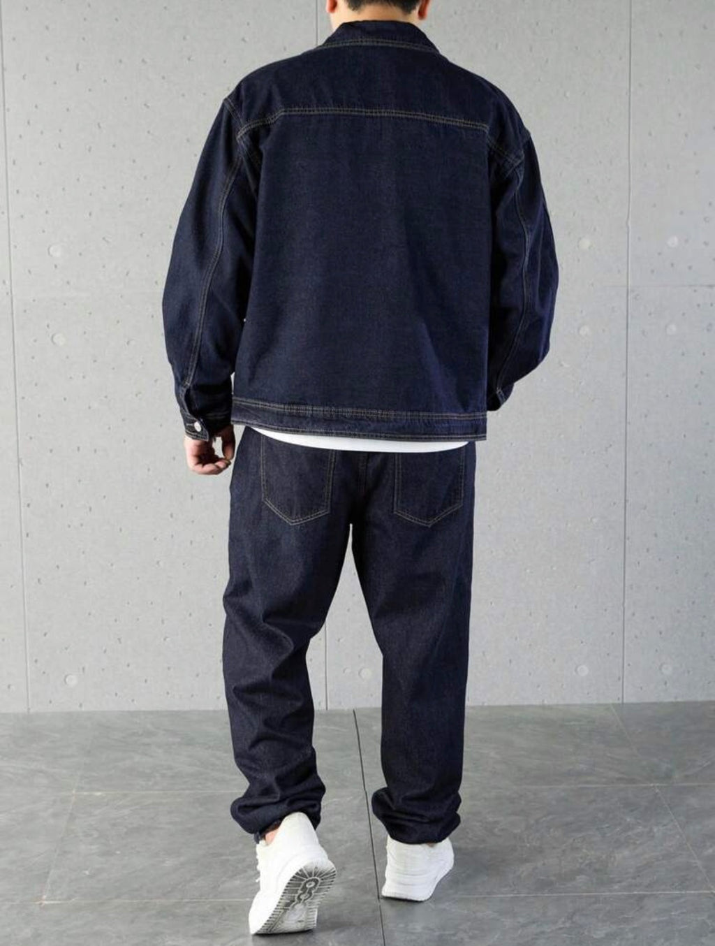 Men’s Solid Color Denim Two-Piece Set – Long Sleeve Top & Pants Casual Outfit