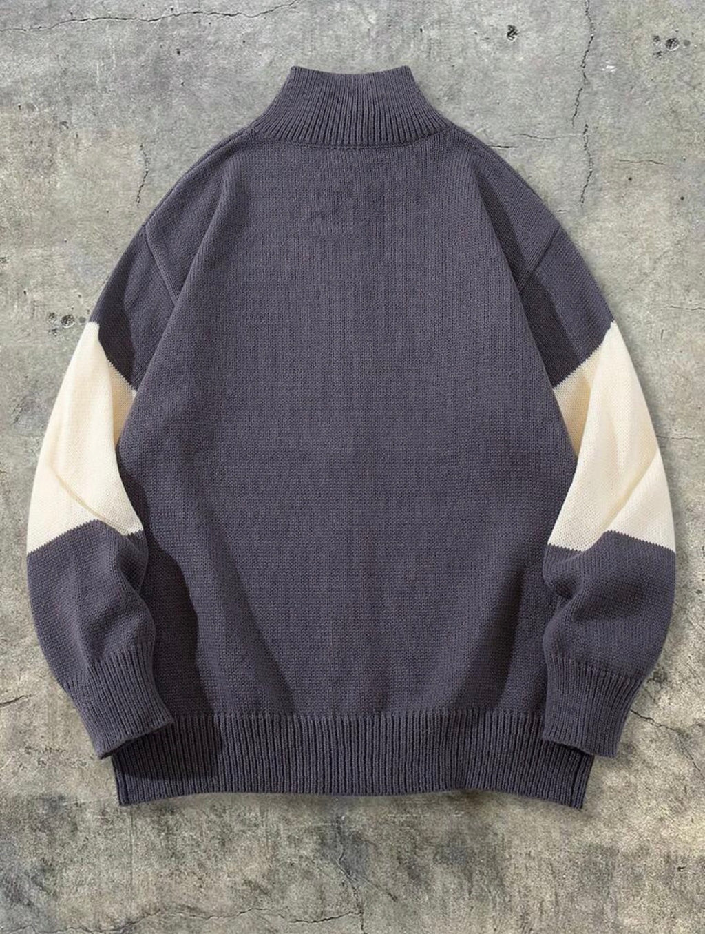 Men’s Ribbed Zip-Up Knit Cardigan – Half Turtleneck Long Sleeve Casual Top