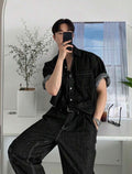 Men’s Solid Color Denim Two-Piece Suit – Casual Spring/Summer Outfit