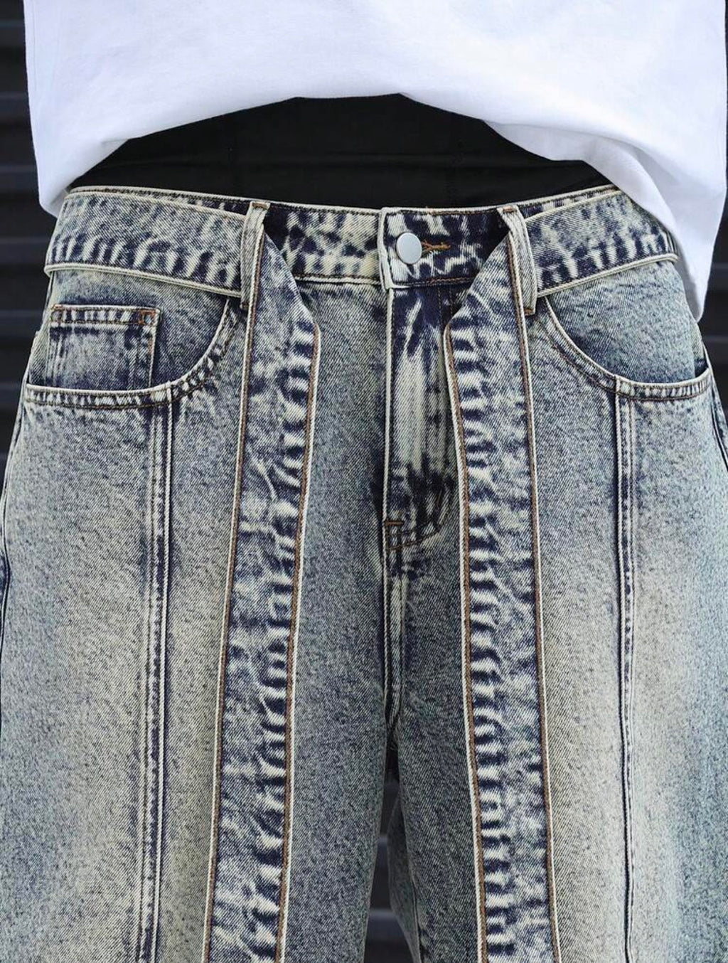 Men’s Distressed Waist Belt Wide Leg Denim Shorts – Casual Streetwear Bottoms