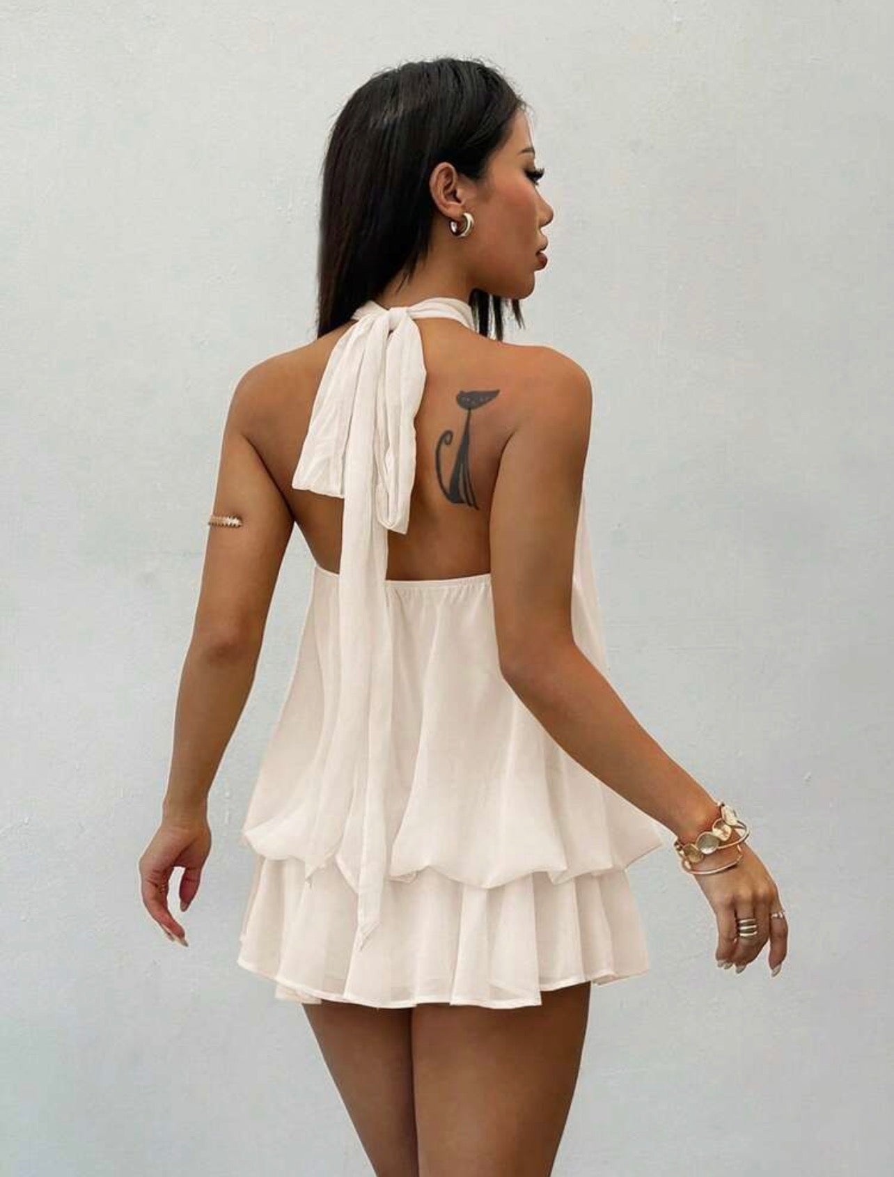 Elegant Sleeveless Tie-Neck Mini Dress for Women – Chic Party & Casual Wear Dress