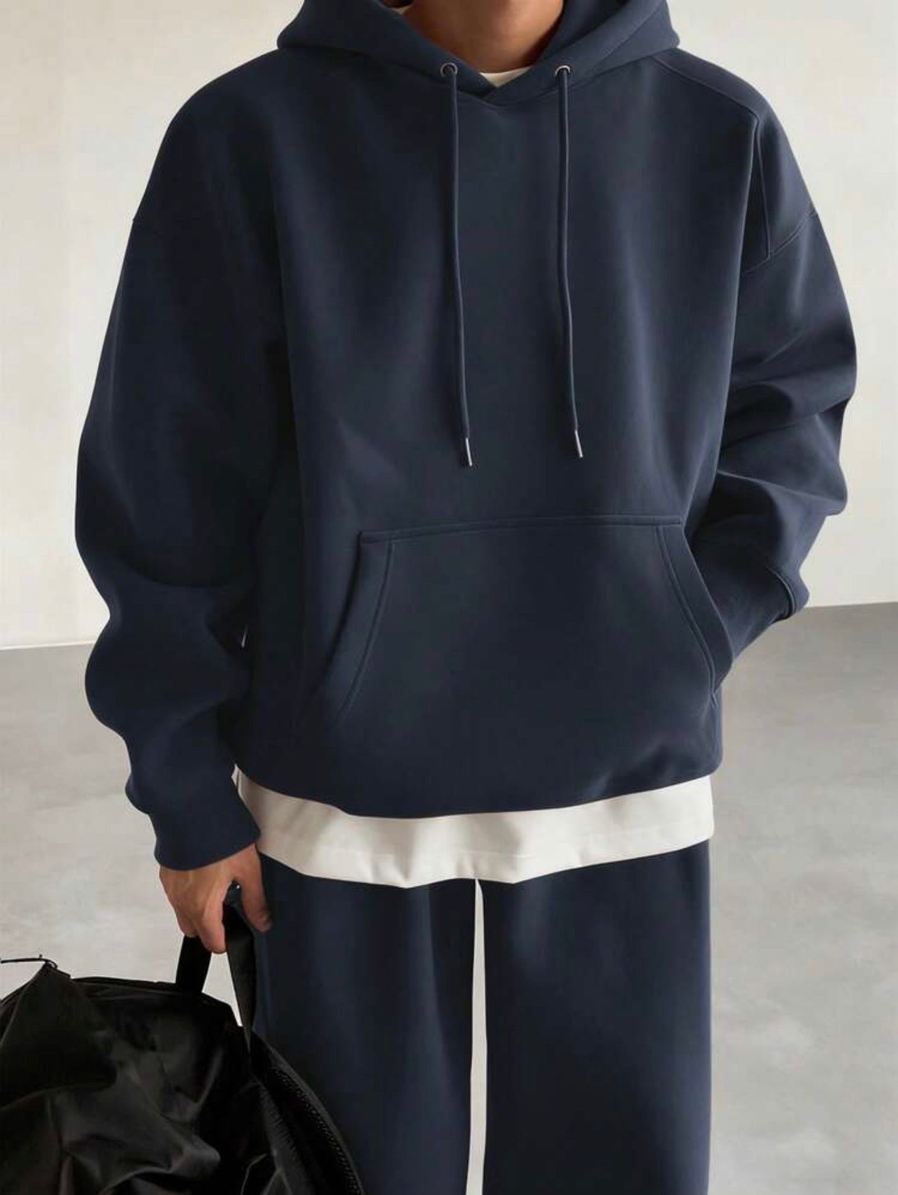 Men’s Solid Color Hooded Sweatshirt & Casual Pants Two-Piece Set – Fall/Winter Outfit