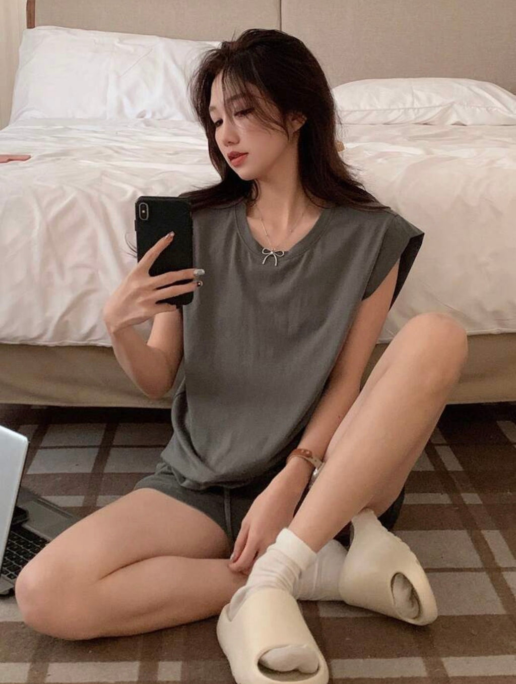 Women’s Solid Color Sleeveless Top & Shorts Minimalist Two-Piece Loungewear Set