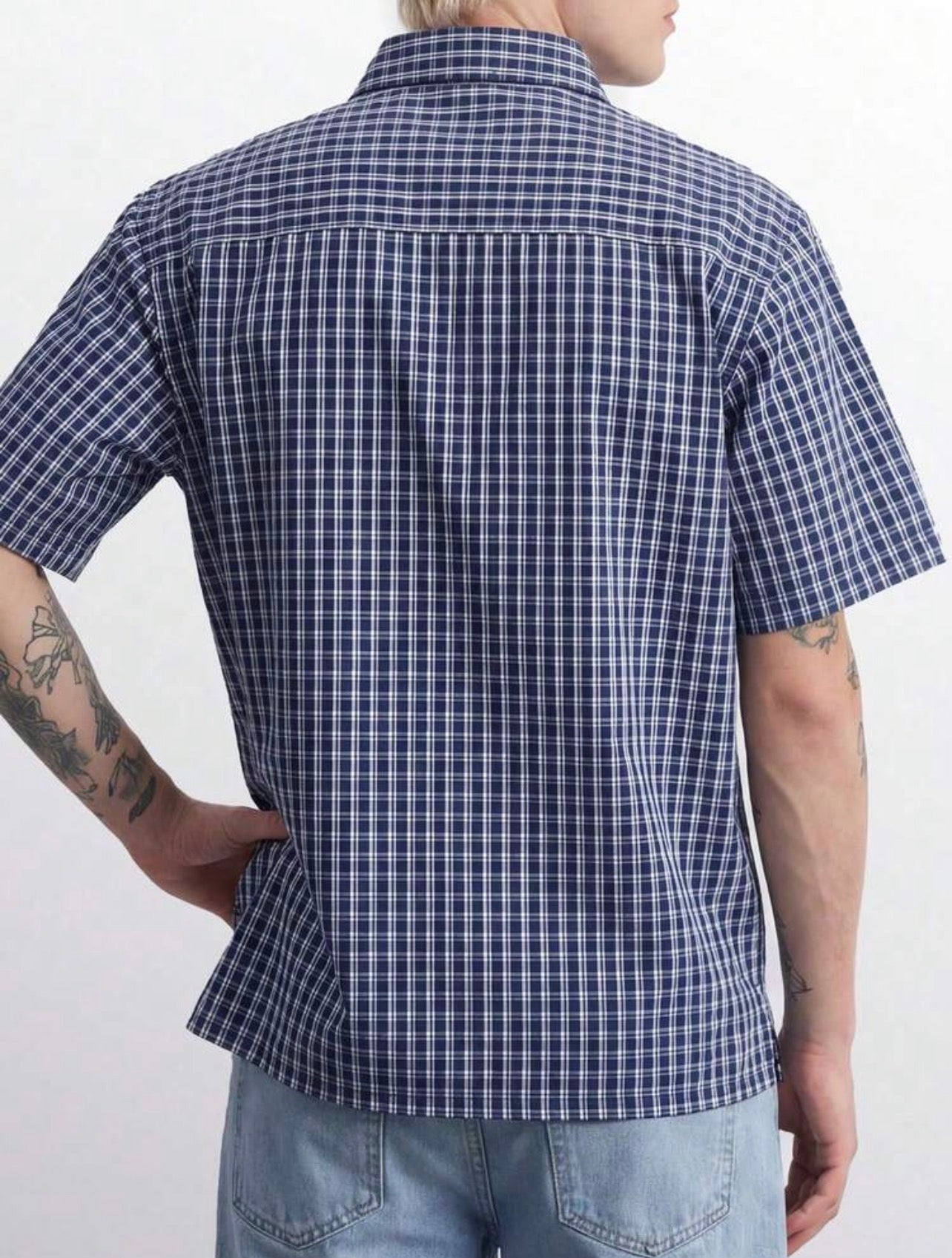 Men’s Loose Fit Plaid Shirt – Retro Checkered Short Sleeve Top