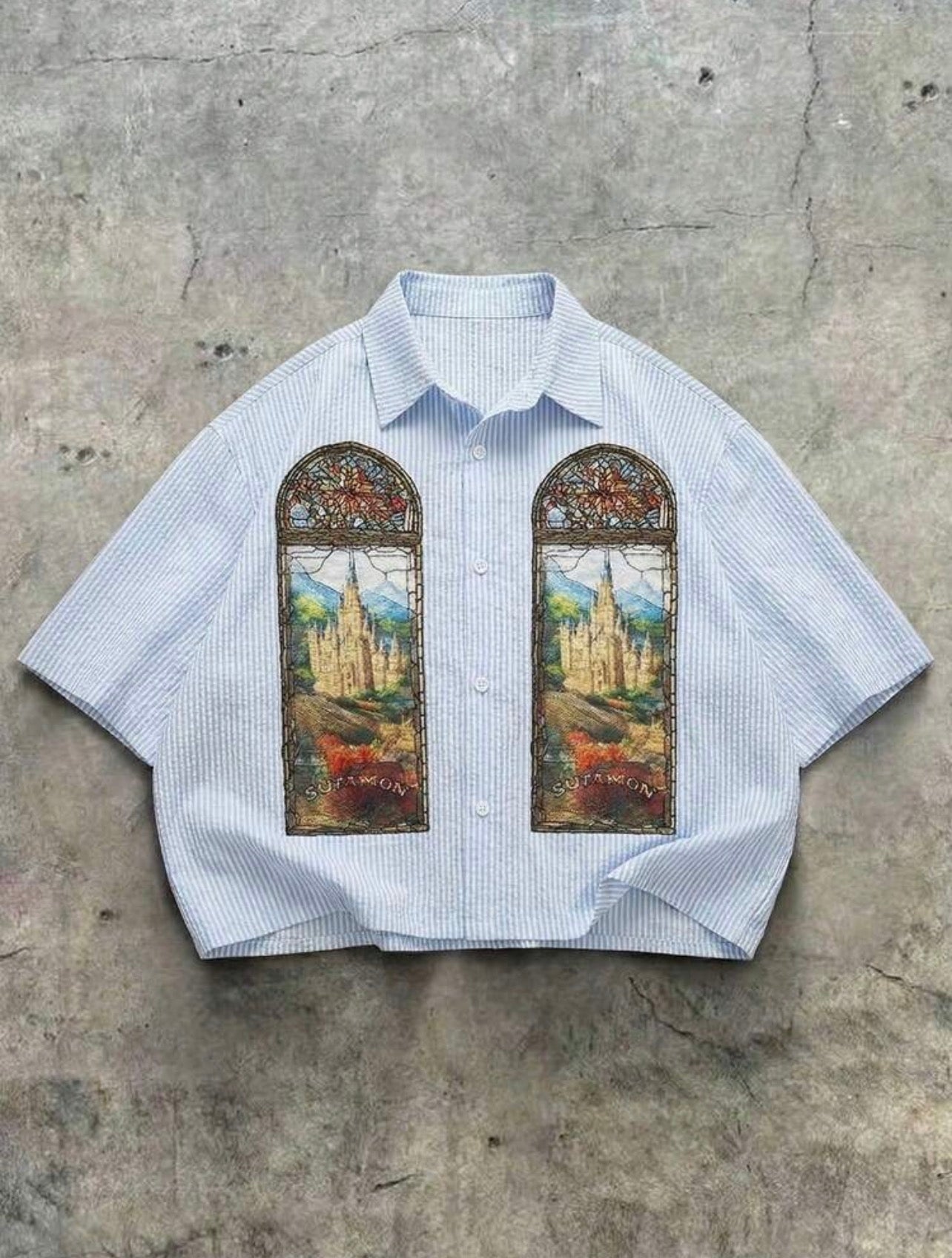 Men’s All-Over Print Short Sleeve Shirt – Loose Fit Casual Streetwear Top