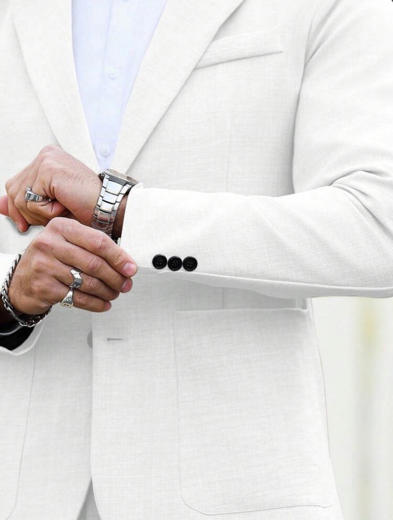 Men’s Solid Color Business Suit Set – Blazer & Pants Two-Piece Formal Outfit