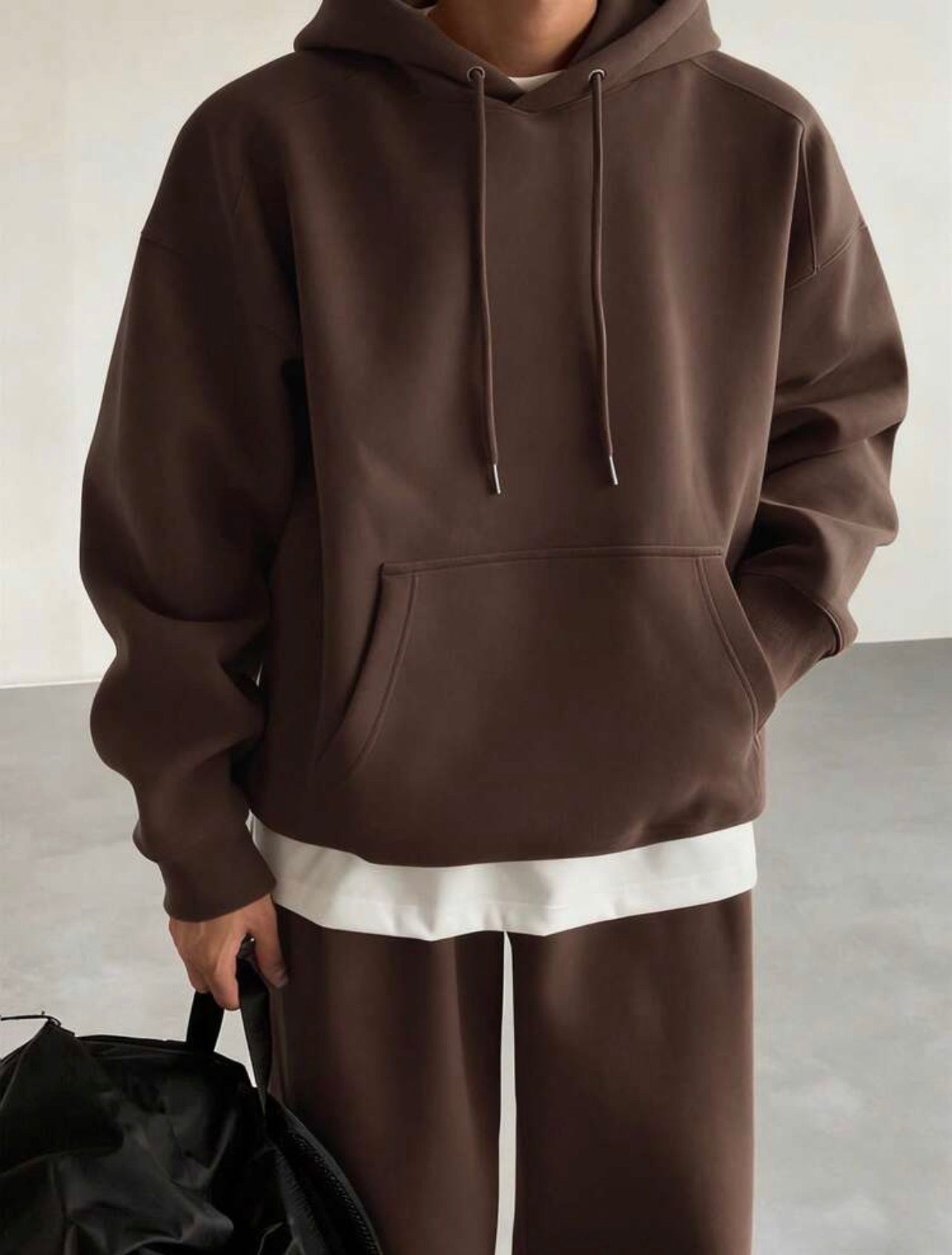 Men’s Solid Color Hooded Sweatshirt & Casual Pants Two-Piece Set – Fall/Winter Outfit