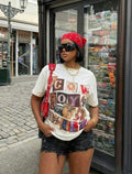 Women’s Knitted Letter Print Round Neck Graphic T-Shirt – Casual Streetwear Top
