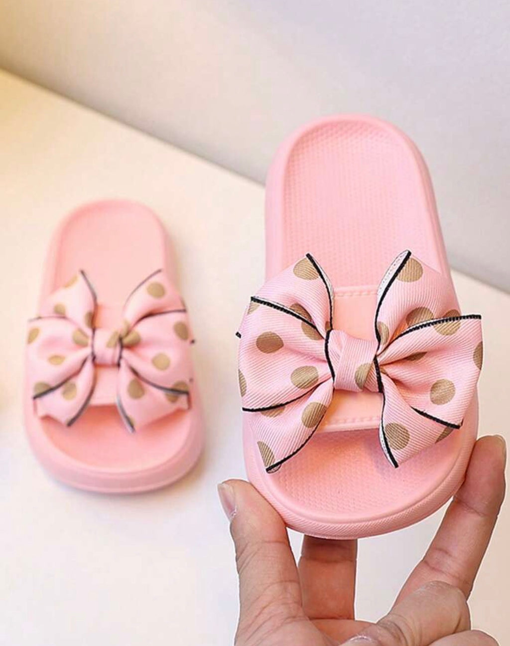 Girls’ Princess Style Bow Decor Slip-On Slippers with Soft Sole for Indoor & Outdoor Wear