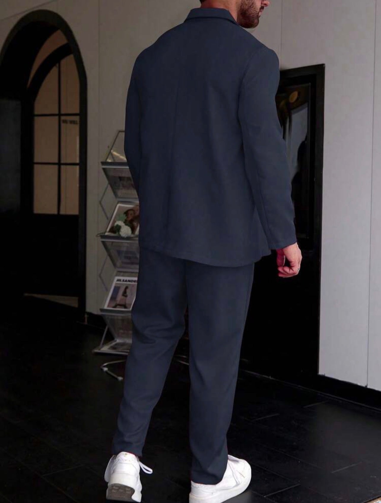 Men’s Single-Breasted Blazer & Pocket Detail Suit Pants Two-Piece Formal Set