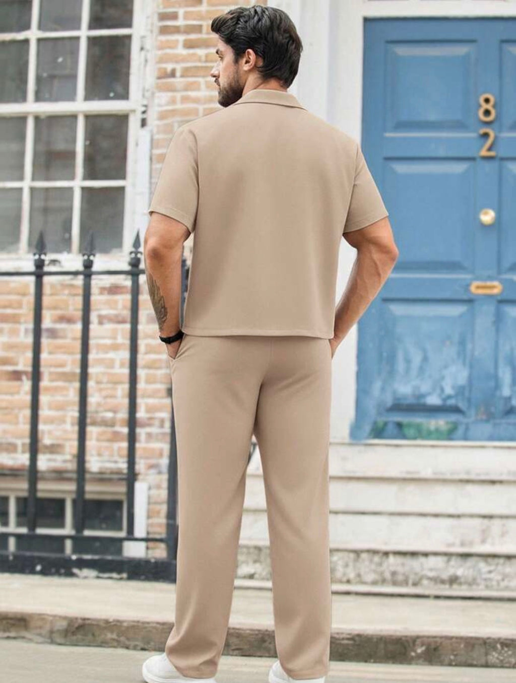 Men’s Drop Shoulder Short Sleeve Shirt Two-Piece Set – Casual Loose Fit Co-Ord