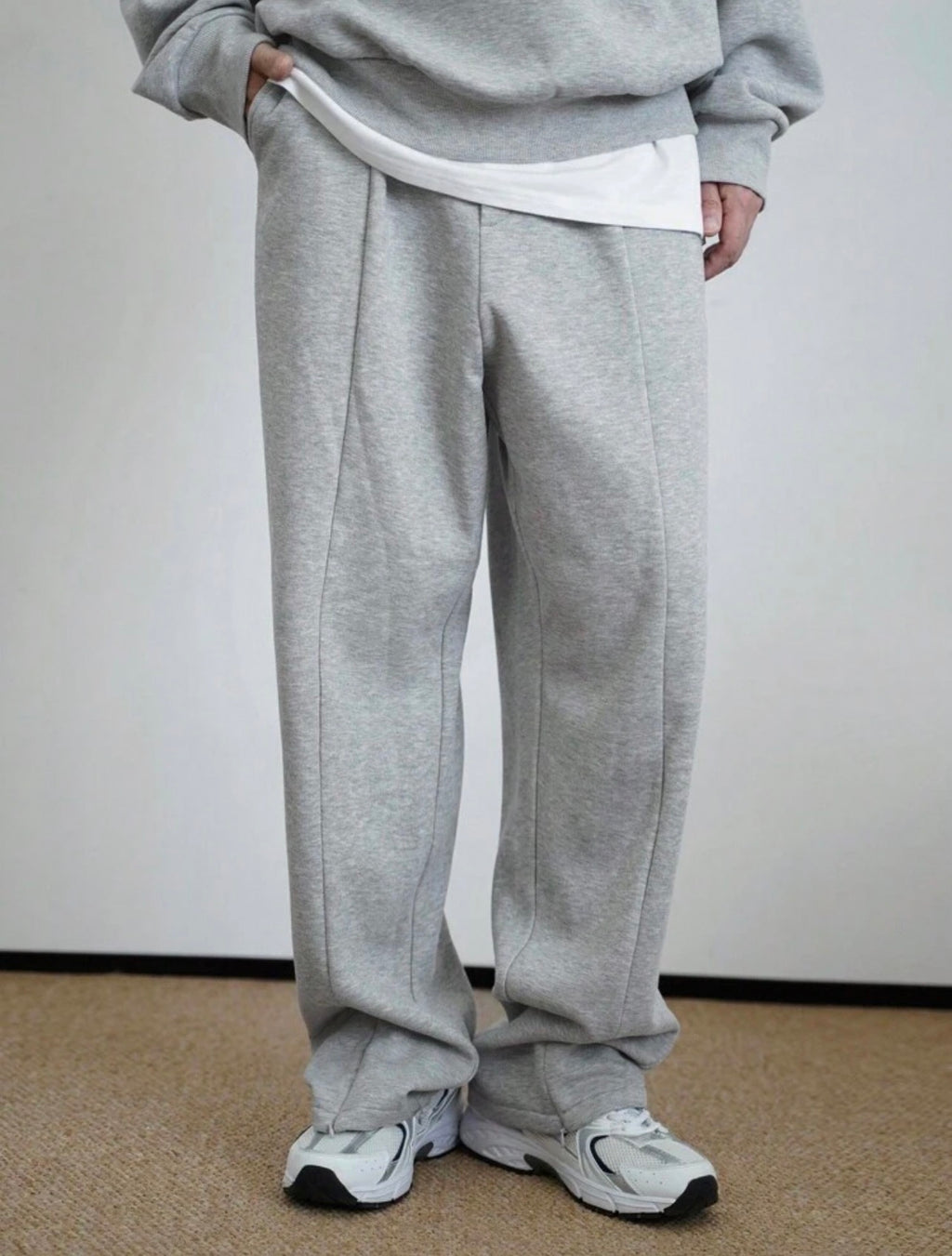 Men’s Solid Color Zip Pullover & Loose Sweatpants Two-Piece Tracksuit Set – Casual Autumn Outfit