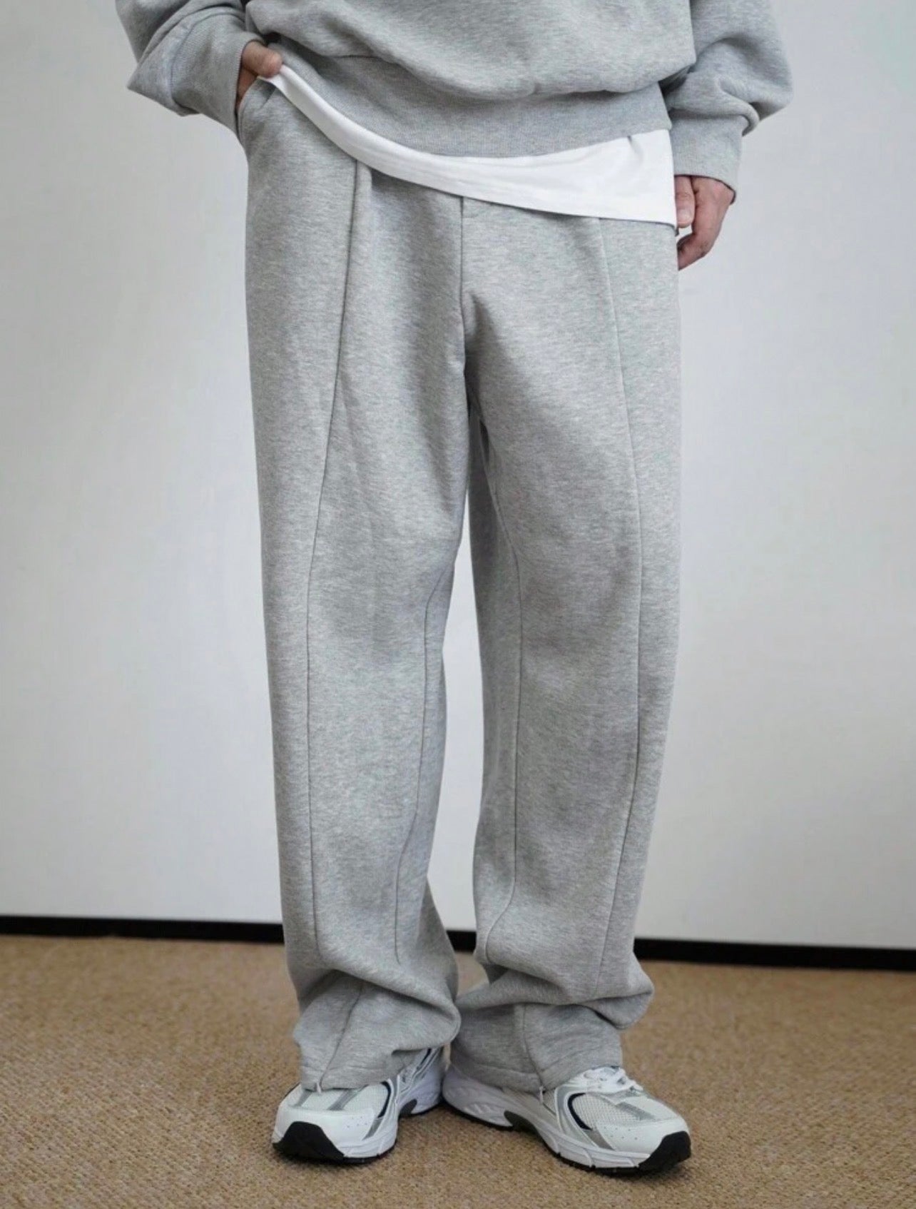 Men’s Solid Color Zip Pullover & Loose Sweatpants Two-Piece Tracksuit Set – Casual Autumn Outfit