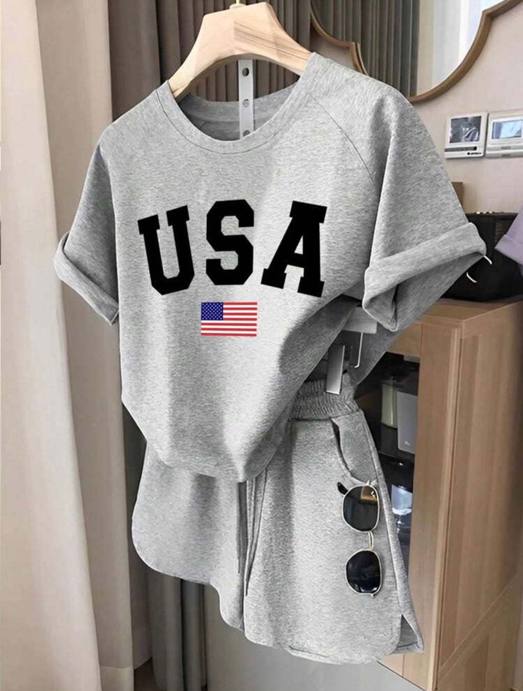 Women’s City Name Slogan Print Casual Two-Piece Set – Back to School Outfit
