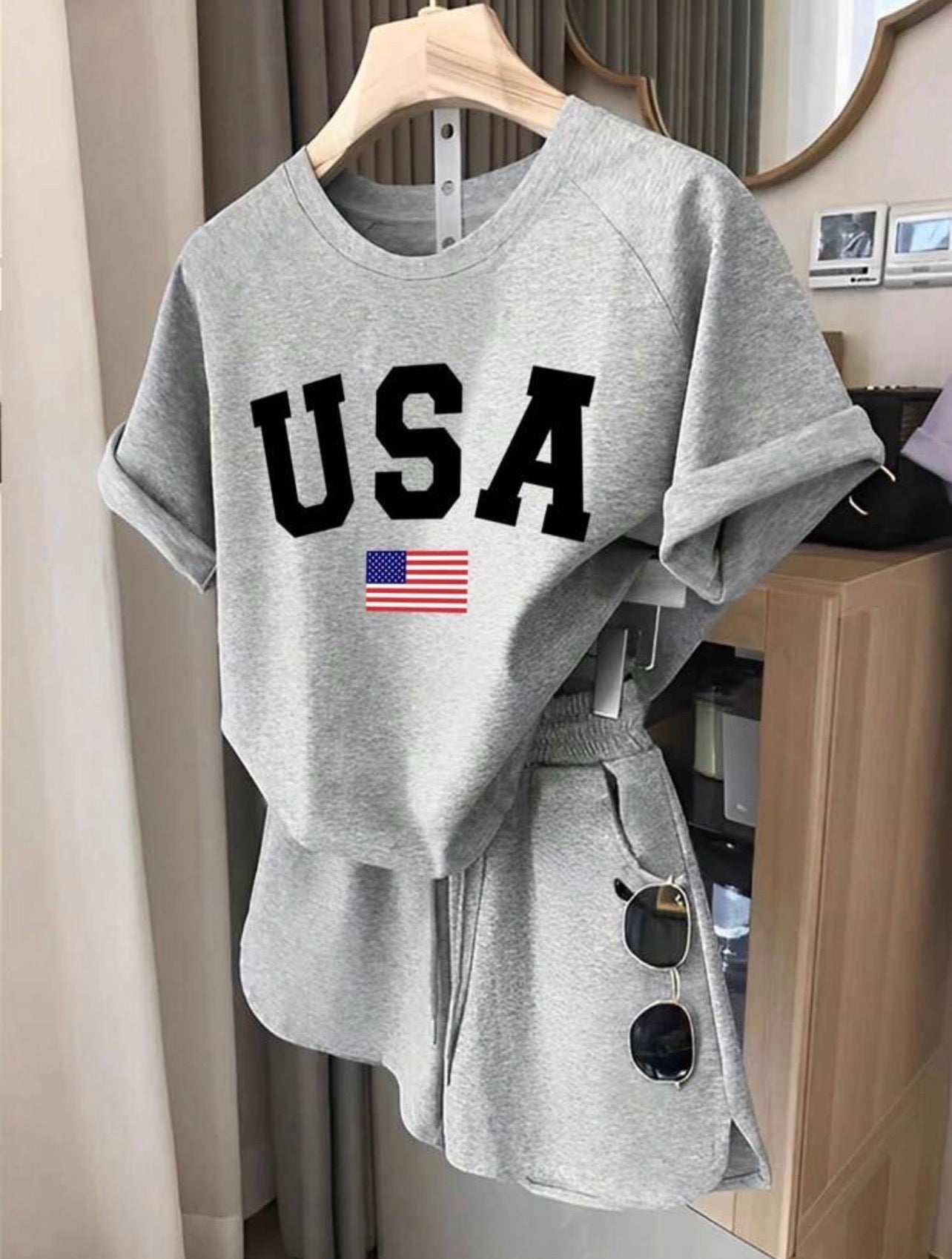 Women’s City Name Slogan Print Casual Two-Piece Set – Back to School Outfit