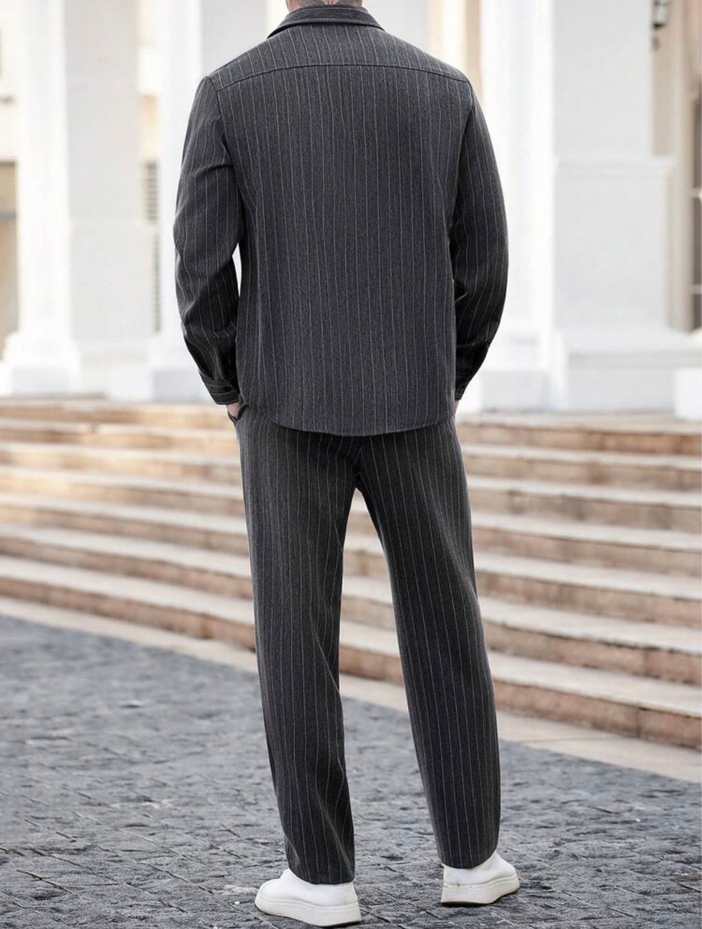 Men’s Striped Casual Shirt & Pants Two-Piece Co-Ord Set – Relaxed Outfit