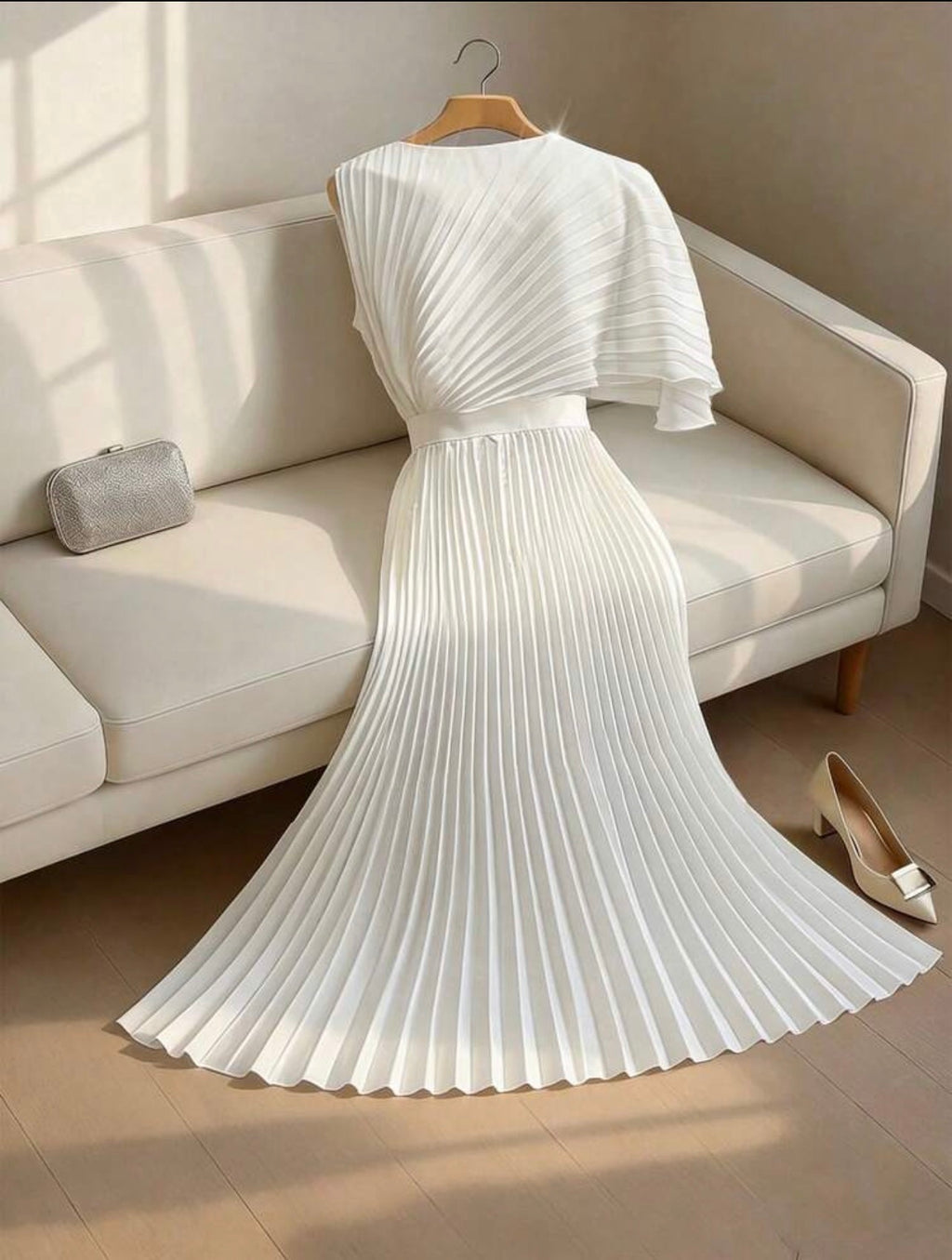 Women’s Elegant Round Neck Ruffle Waist Print A-Line Dress – Romantic Floral Style