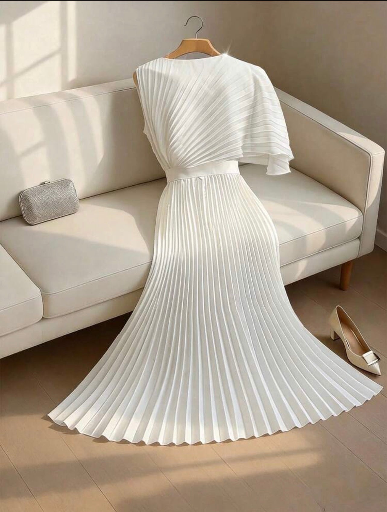 Women’s Elegant Round Neck Ruffle Waist Print A-Line Dress – Romantic Floral Style