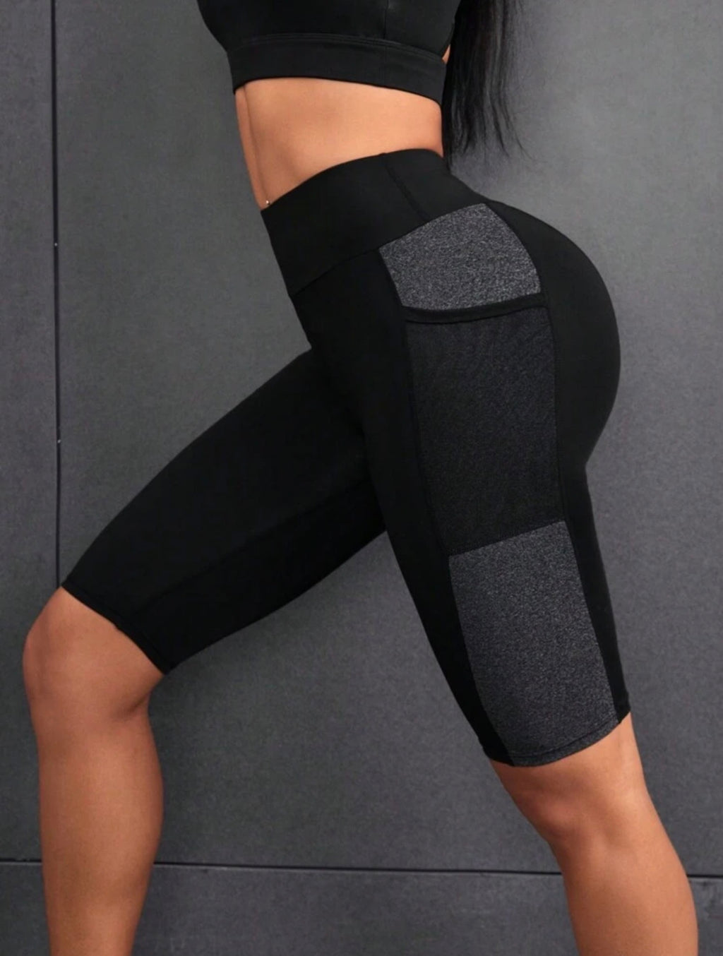 Women’s High Waist Sports Shorts with Side Phone Pocket for Running & Workout