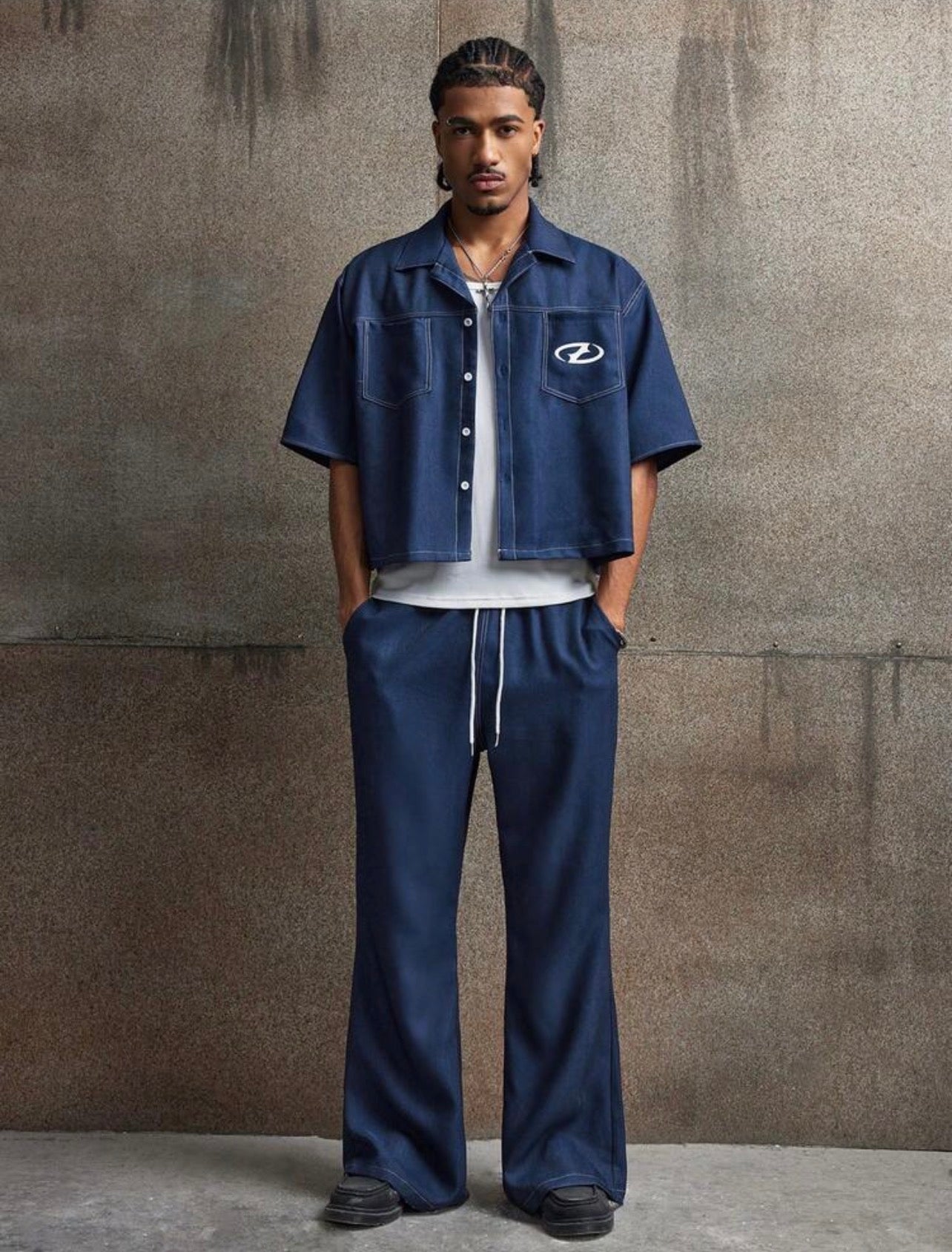 Men’s Graphic Print Button-Front Short Sleeve Shirt & Pants Two-Piece Co-Ord Set – Casual Outfit
