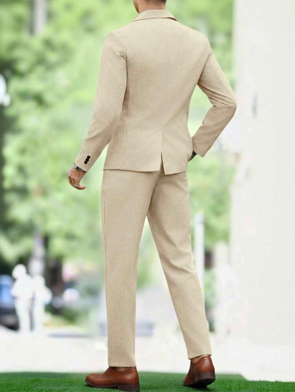 Men’s Solid Color Business Suit Set – Blazer & Pants Two-Piece Formal Outfit