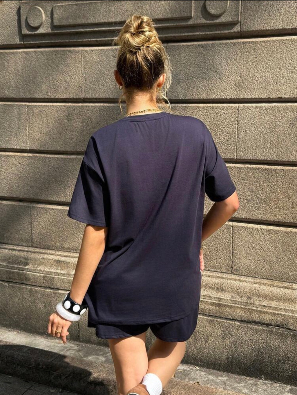 Women’s Vintage Distressed T-Shirt & Shorts Two-Piece Set – Casual Summer Outfit