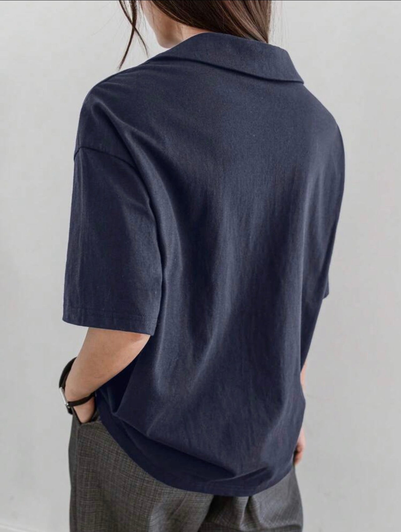 Women’s Polo Collar Partial Button Short Sleeve T-Shirt – Casual Business Style