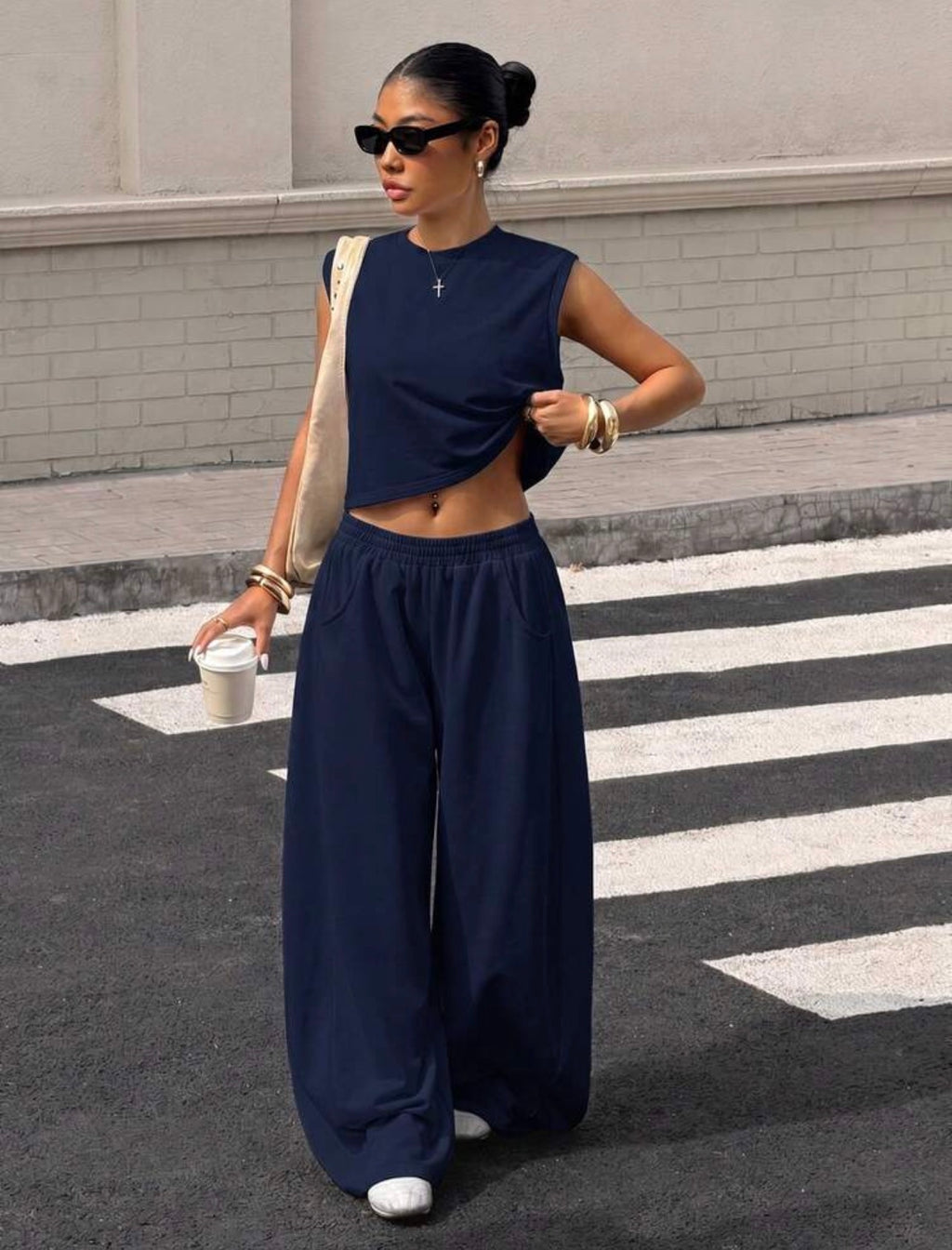 Women’s Grey Knit Casual Sweatsuit Two-Piece Set – Comfortable Co-Ord Outfit