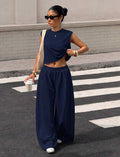 Women’s Grey Knit Casual Sweatsuit Two-Piece Set – Comfortable Co-Ord Outfit