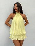 Elegant Sleeveless Tie-Neck Mini Dress for Women – Chic Party & Casual Wear Dress
