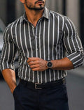 Men’s Digital Print Button-Front Long Sleeve Casual Business Shirt – Smart Casual Urban Top