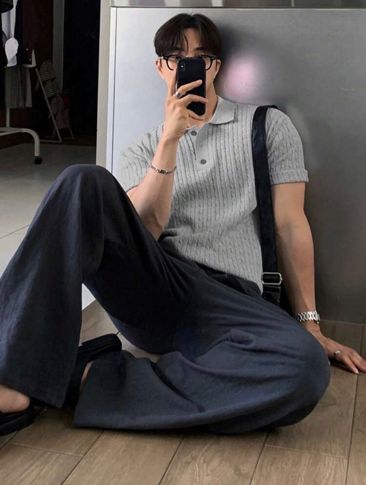 Men’s Solid Polo Neck Knit Top – Casual Short Sleeve Summer Shirt