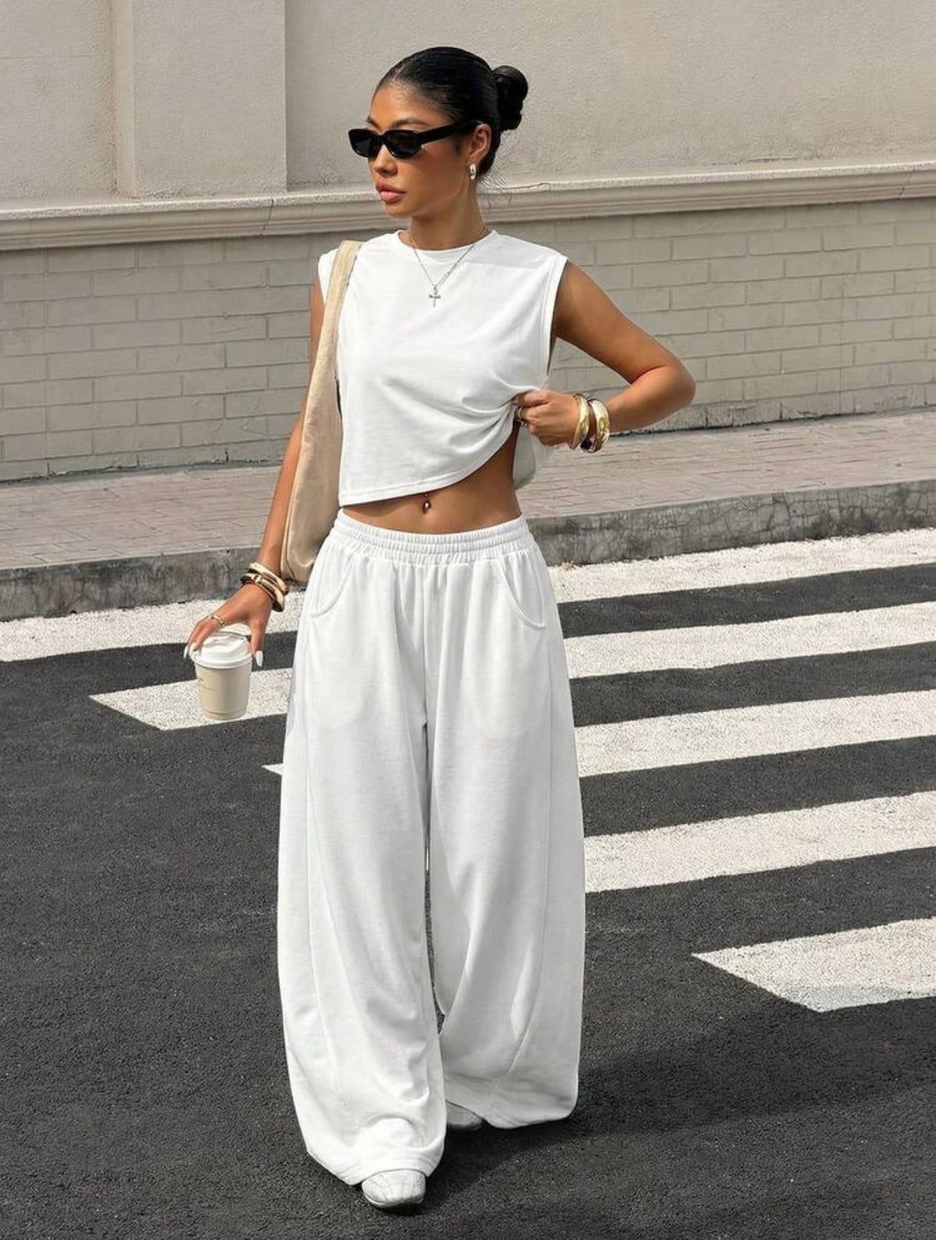 Women’s Grey Knit Casual Sweatsuit Two-Piece Set – Comfortable Co-Ord Outfit