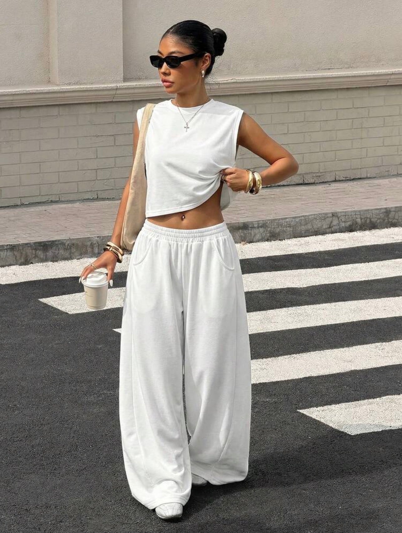 Women’s Grey Knit Casual Sweatsuit Two-Piece Set – Comfortable Co-Ord Outfit