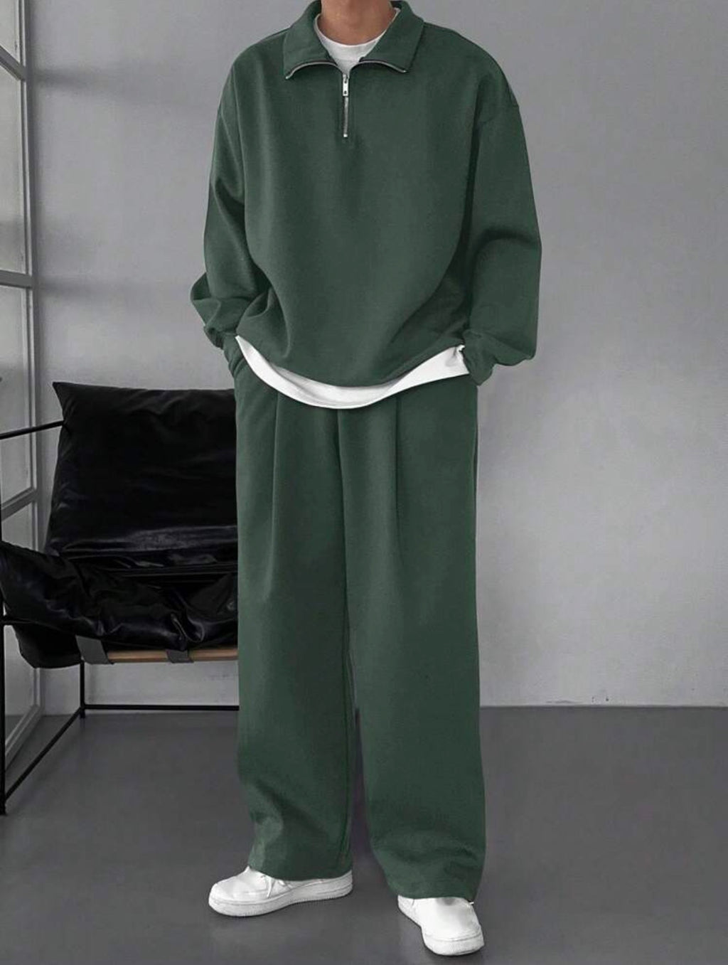 Men’s Fleece Sweatsuit Two-Piece Set – Autumn/Winter Casual Outfit
