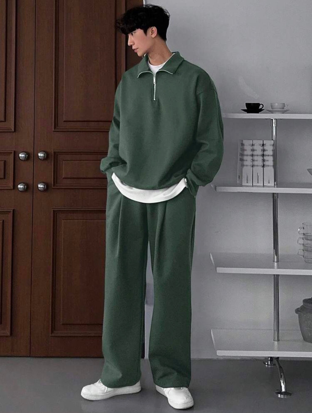 Men’s Fleece Sweatsuit Two-Piece Set – Autumn/Winter Casual Outfit