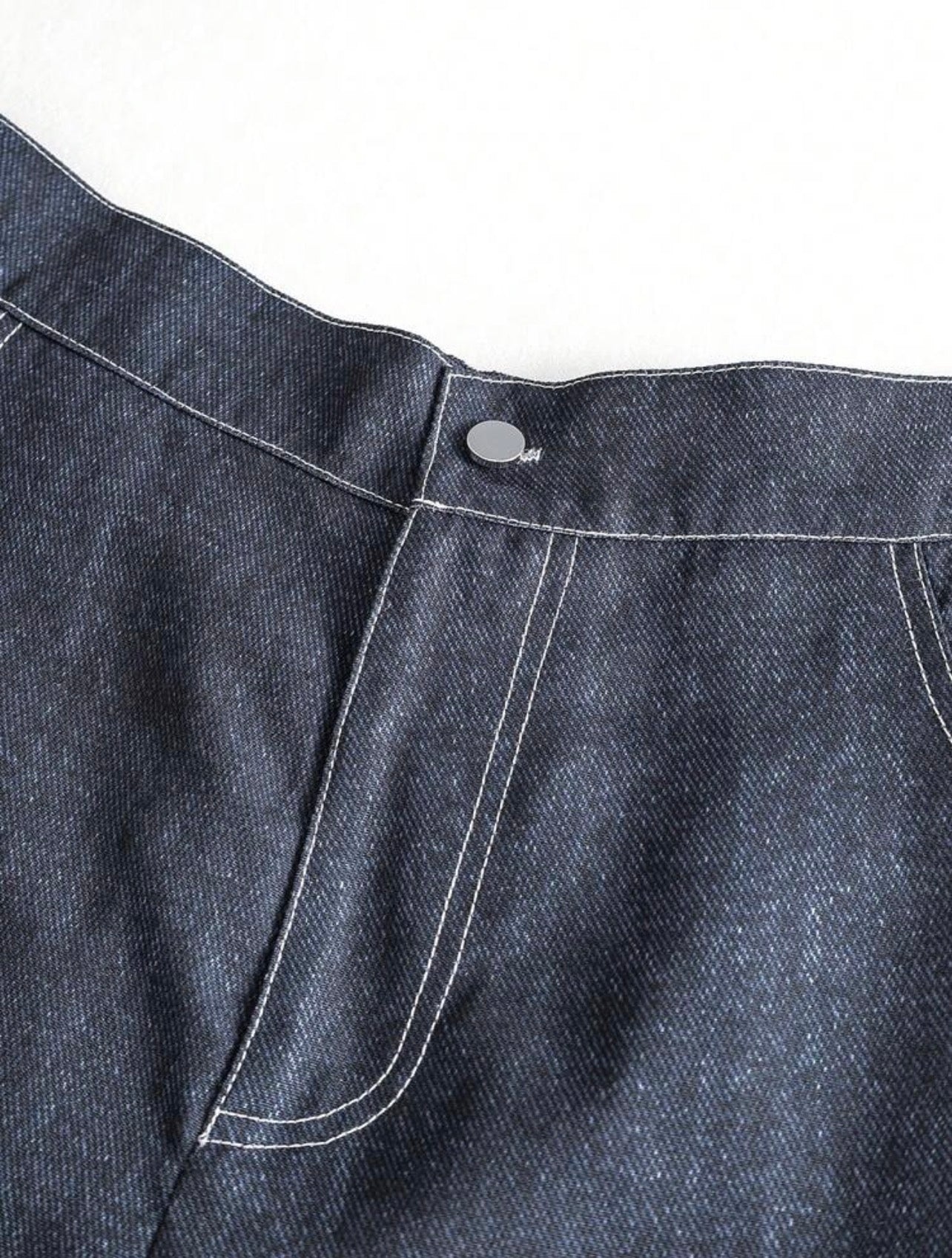 Men’s Denim Collar Long Sleeve Shirt & Pants Two-Piece Streetwear Set