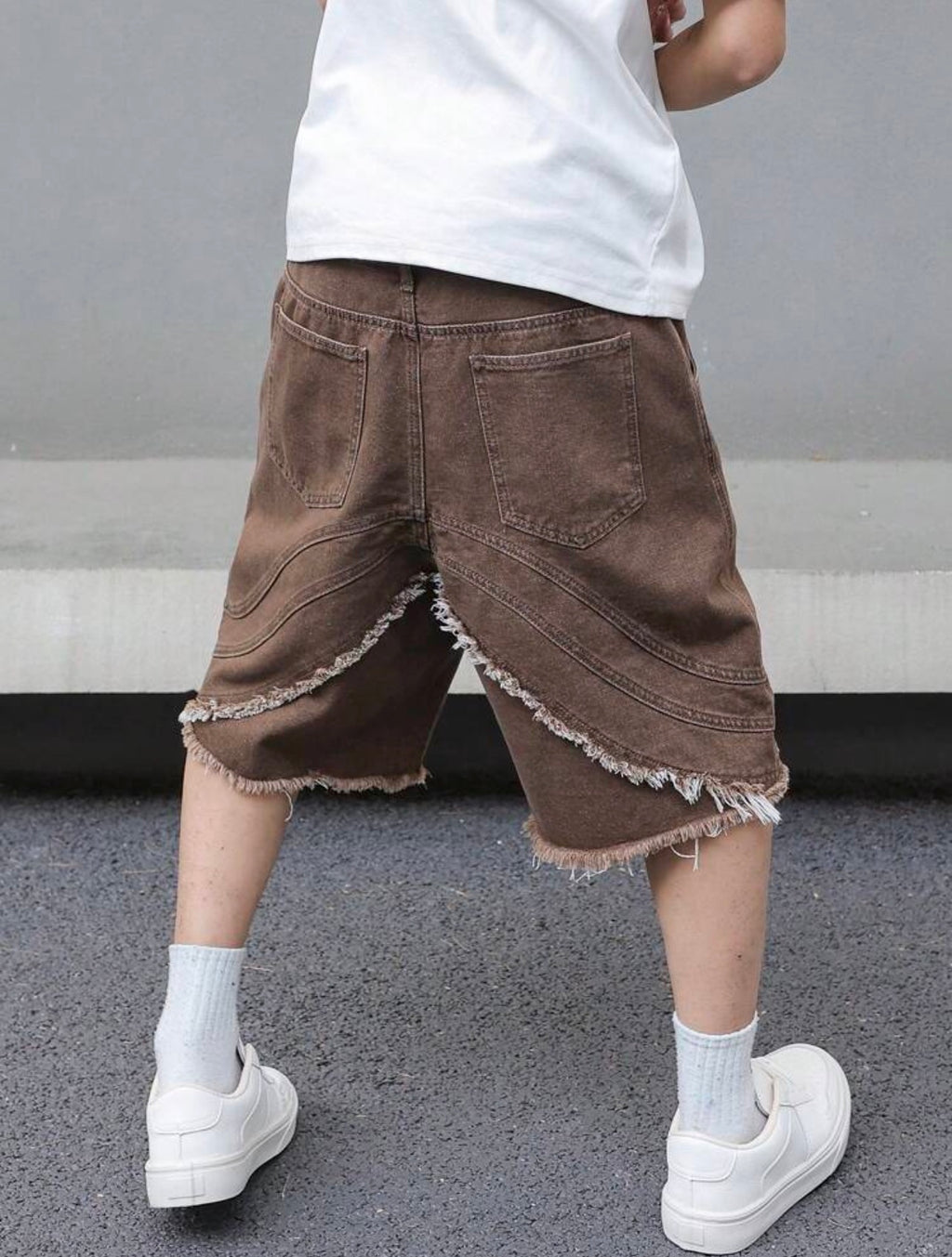 Men’s Distressed Wide Leg Jeans – Fashion Streetwear Denim Shorts