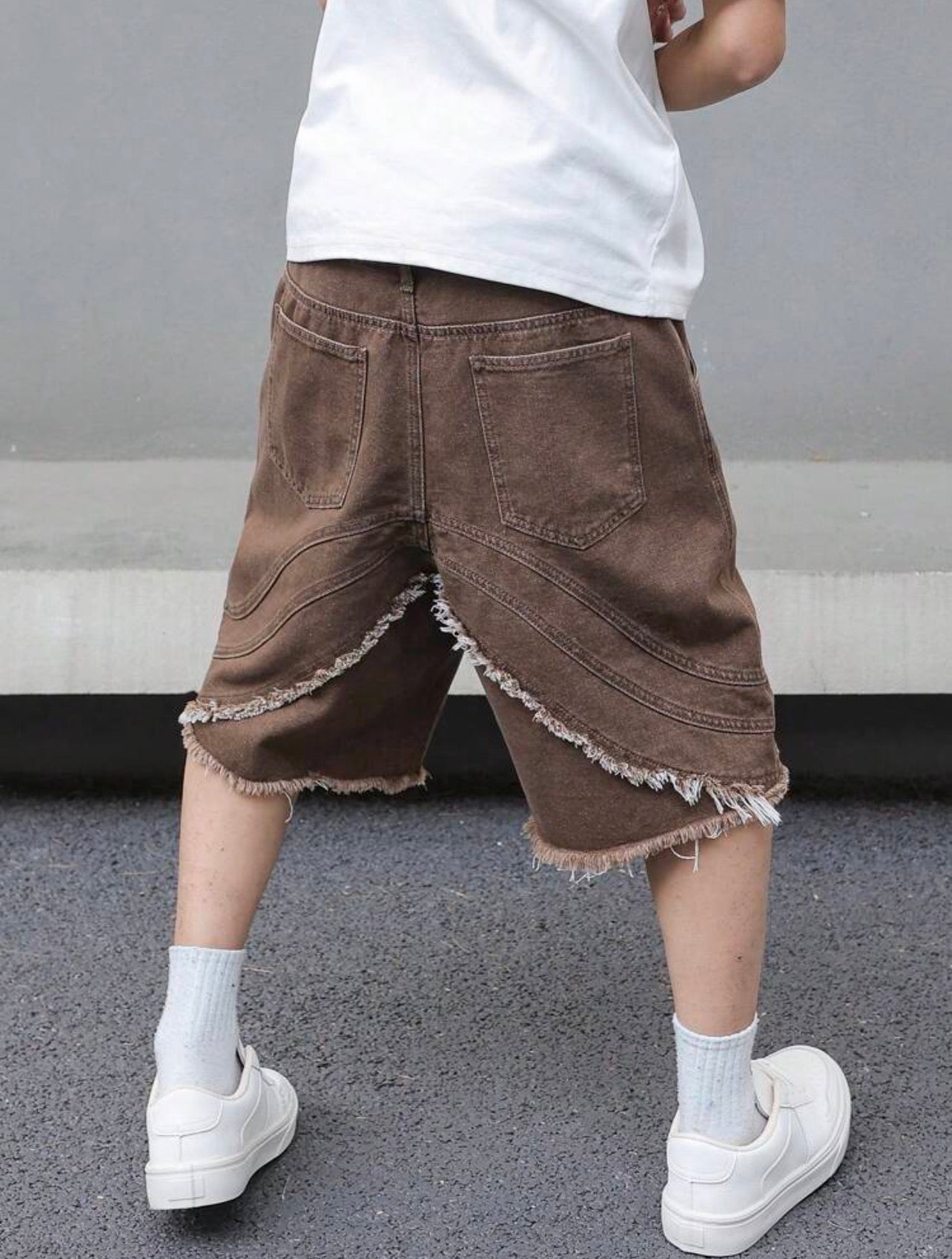 Men’s Distressed Wide Leg Jeans – Fashion Streetwear Denim Shorts