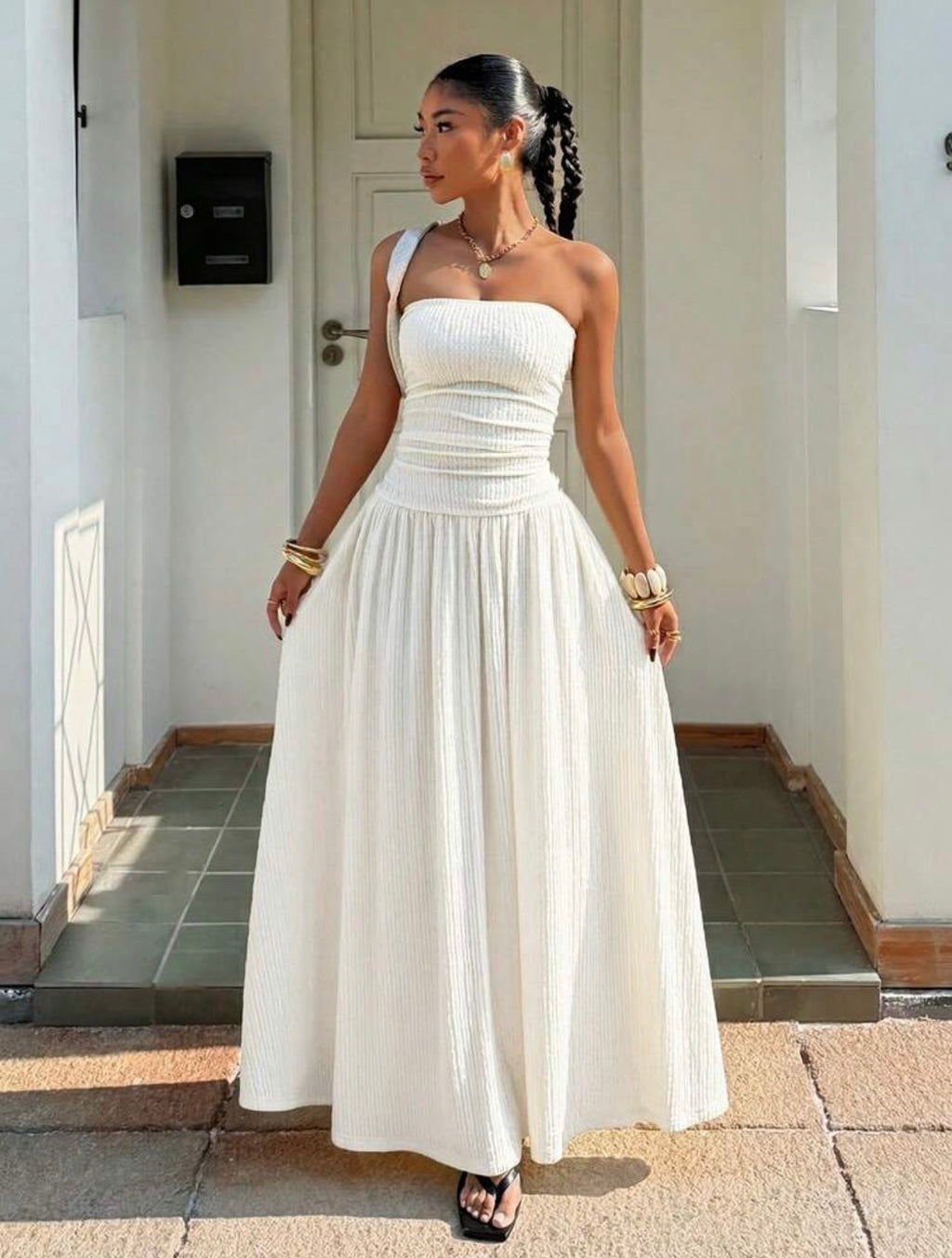 Women’s Textured Knit Elegant Sleeveless Dress – Formal & Occasion Wear