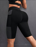 Women’s High Waist Sports Shorts with Side Phone Pocket for Running & Workout