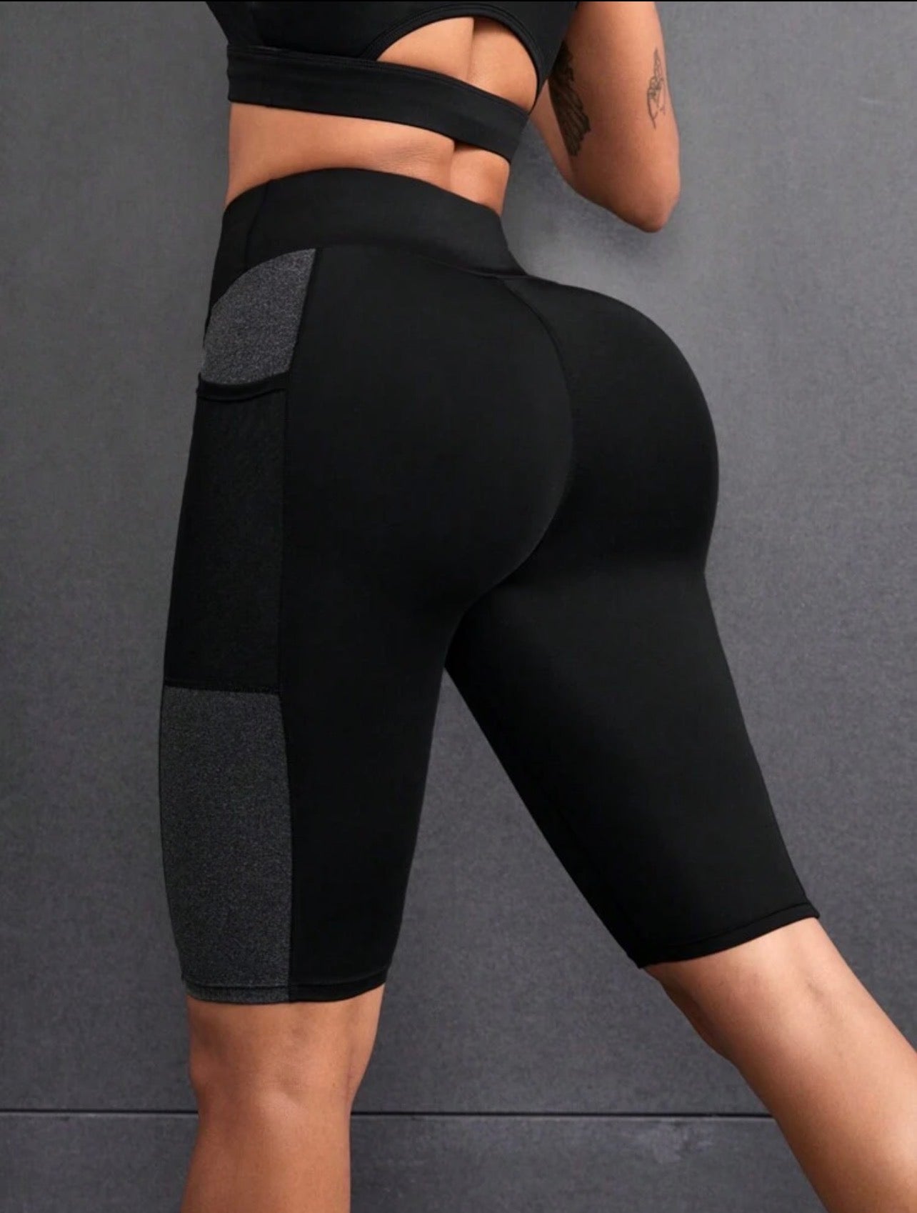 Women’s High Waist Sports Shorts with Side Phone Pocket for Running & Workout