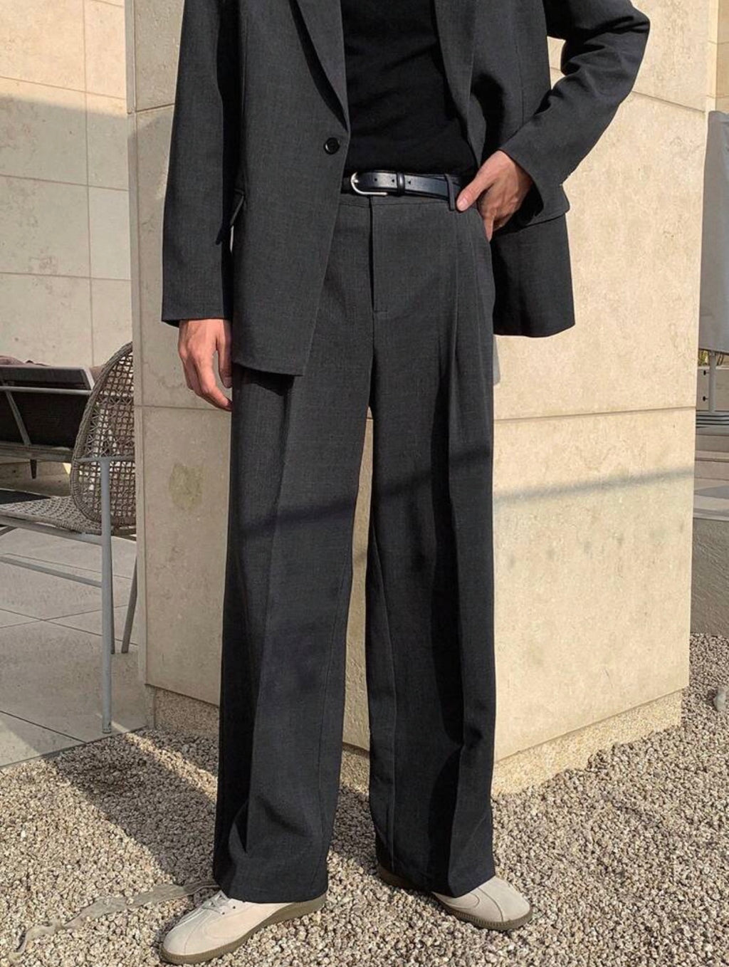 Men’s Solid Color Suit Jacket & Pants Two-Piece Set – Business Formal Attire