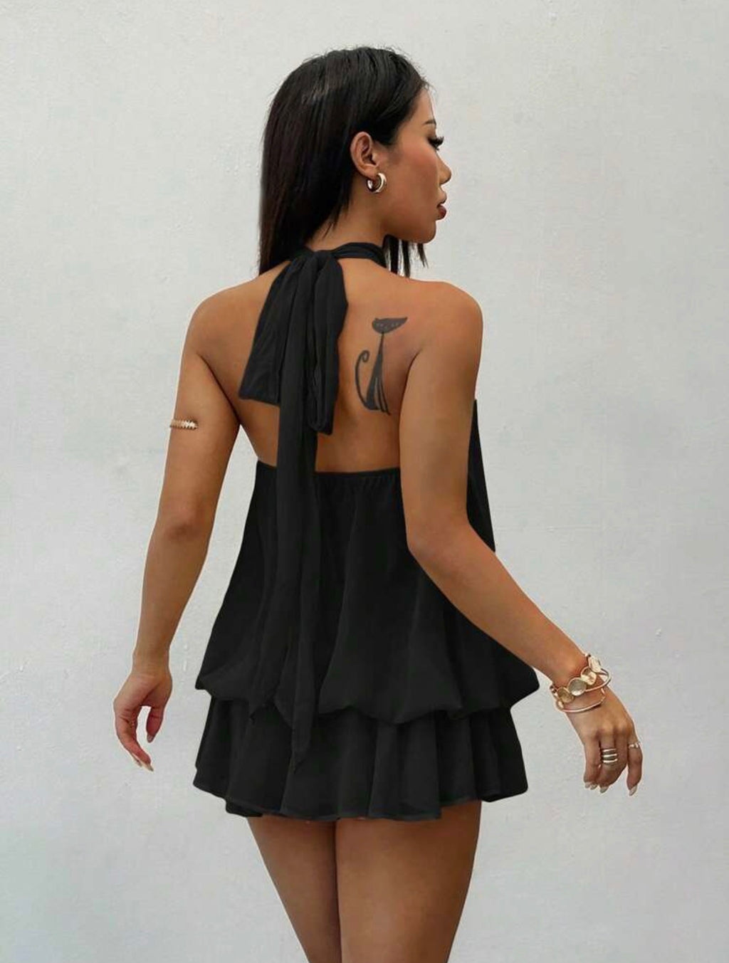 Elegant Sleeveless Tie-Neck Mini Dress for Women – Chic Party & Casual Wear Dress