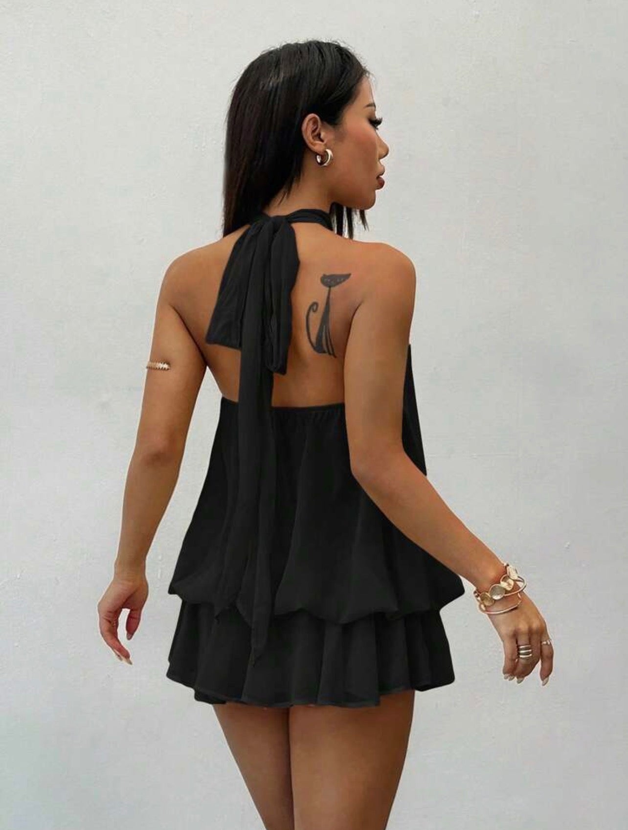 Elegant Sleeveless Tie-Neck Mini Dress for Women – Chic Party & Casual Wear Dress