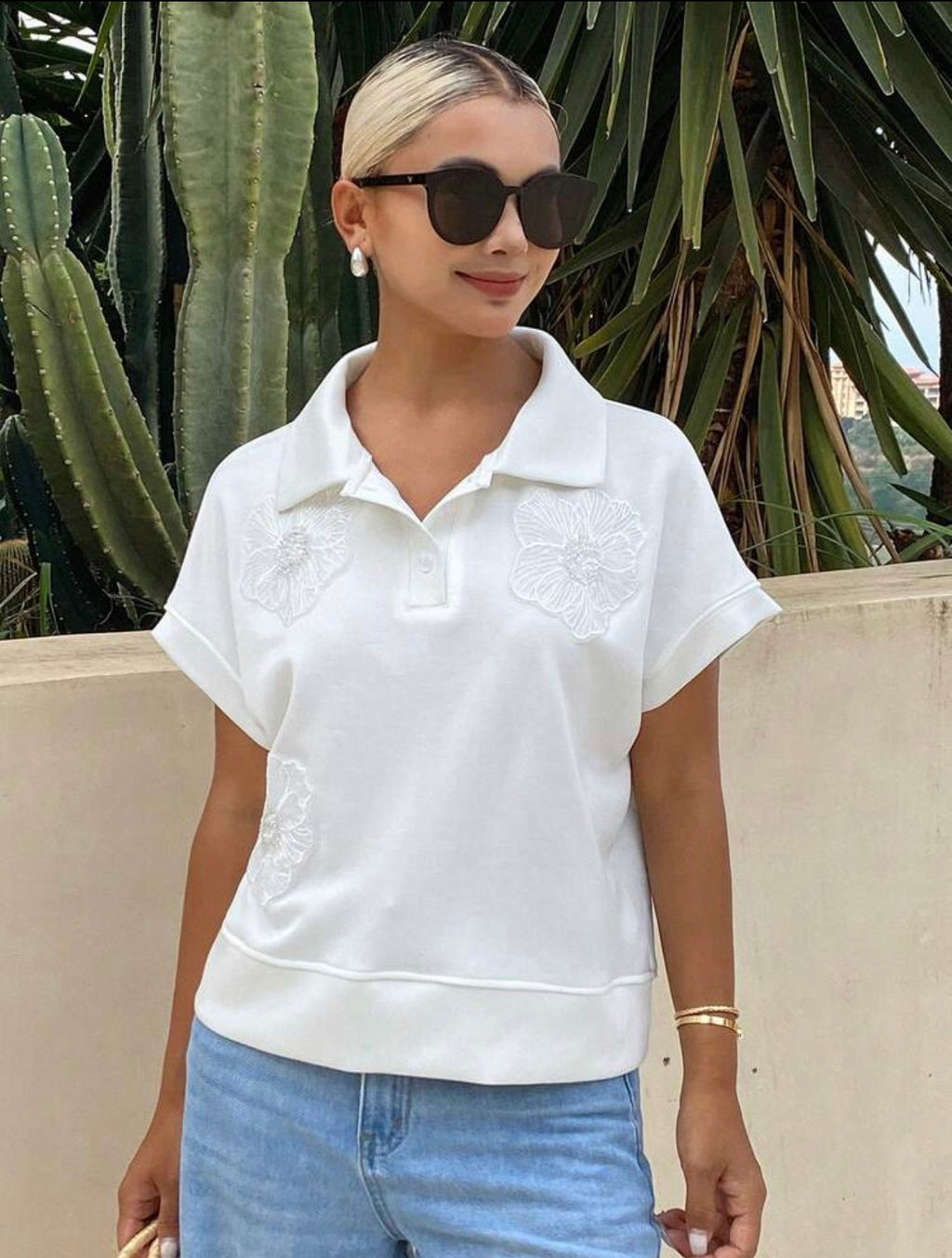 Women’s Casual Short Sleeve Appliqué T-Shirt – Everyday Wear Top