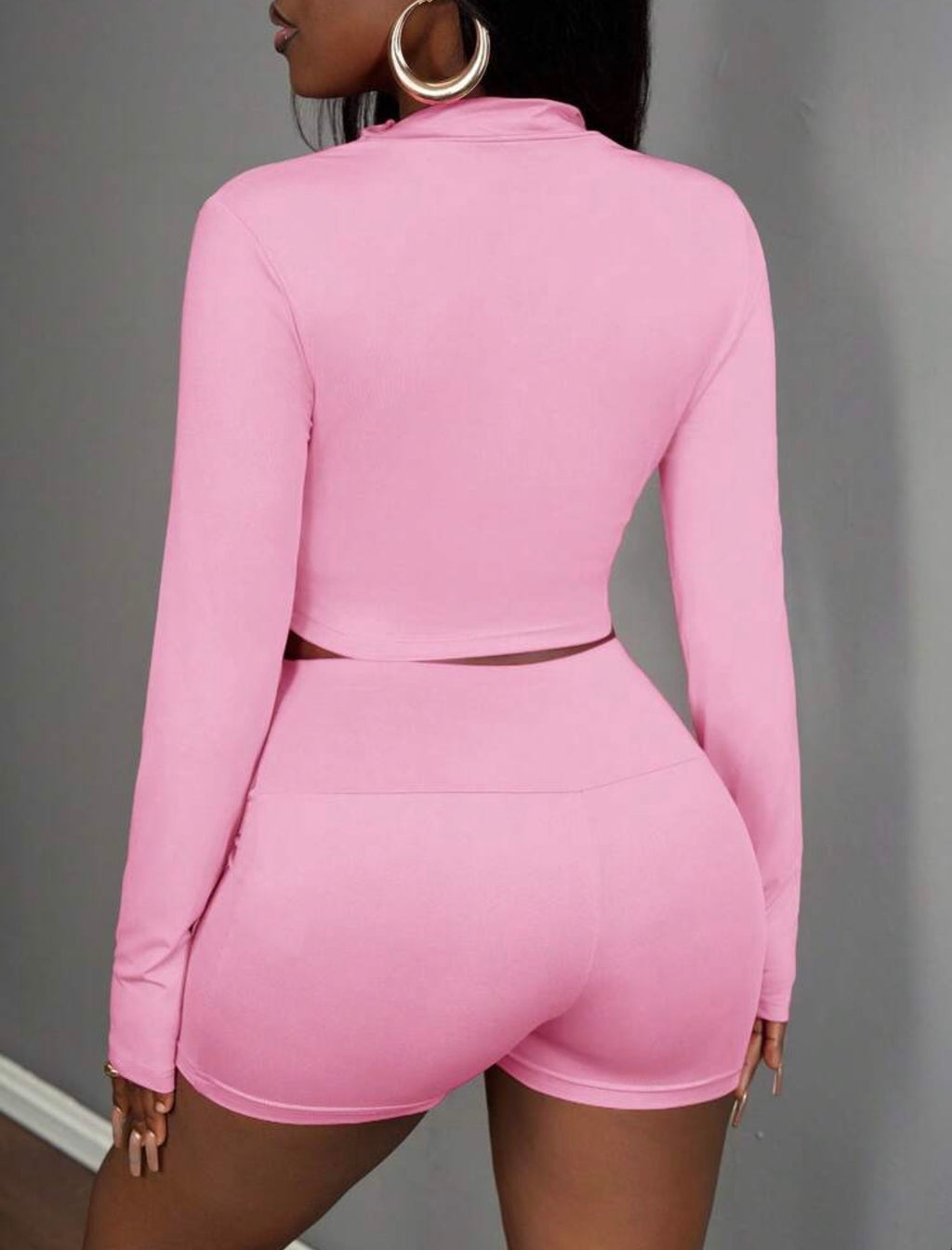 Women’s 3-Piece Sporty Summer Set with Half-Zip Jacket, Sleeveless Crop Top & Shorts