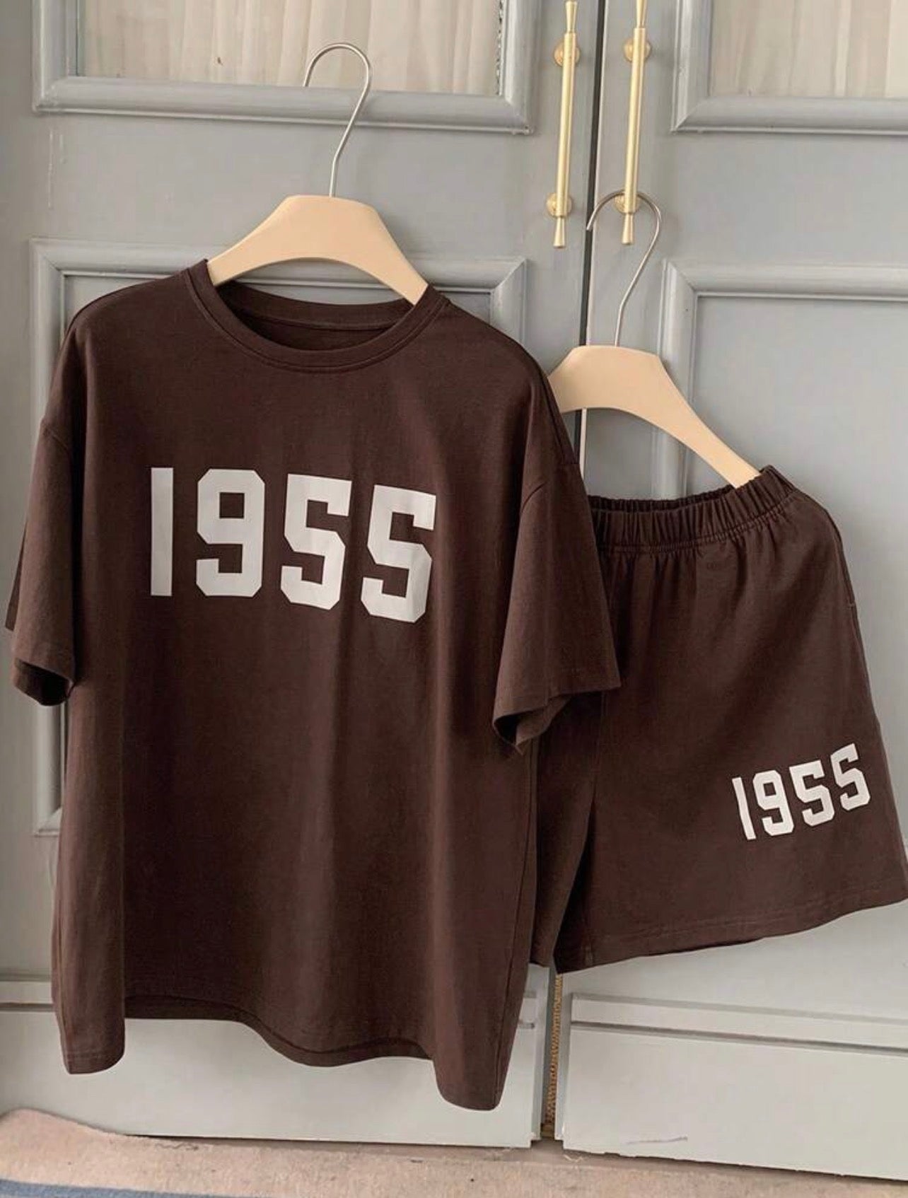 Women’s Printed Loose Fit Short Sleeve Pajama Two-Piece Set