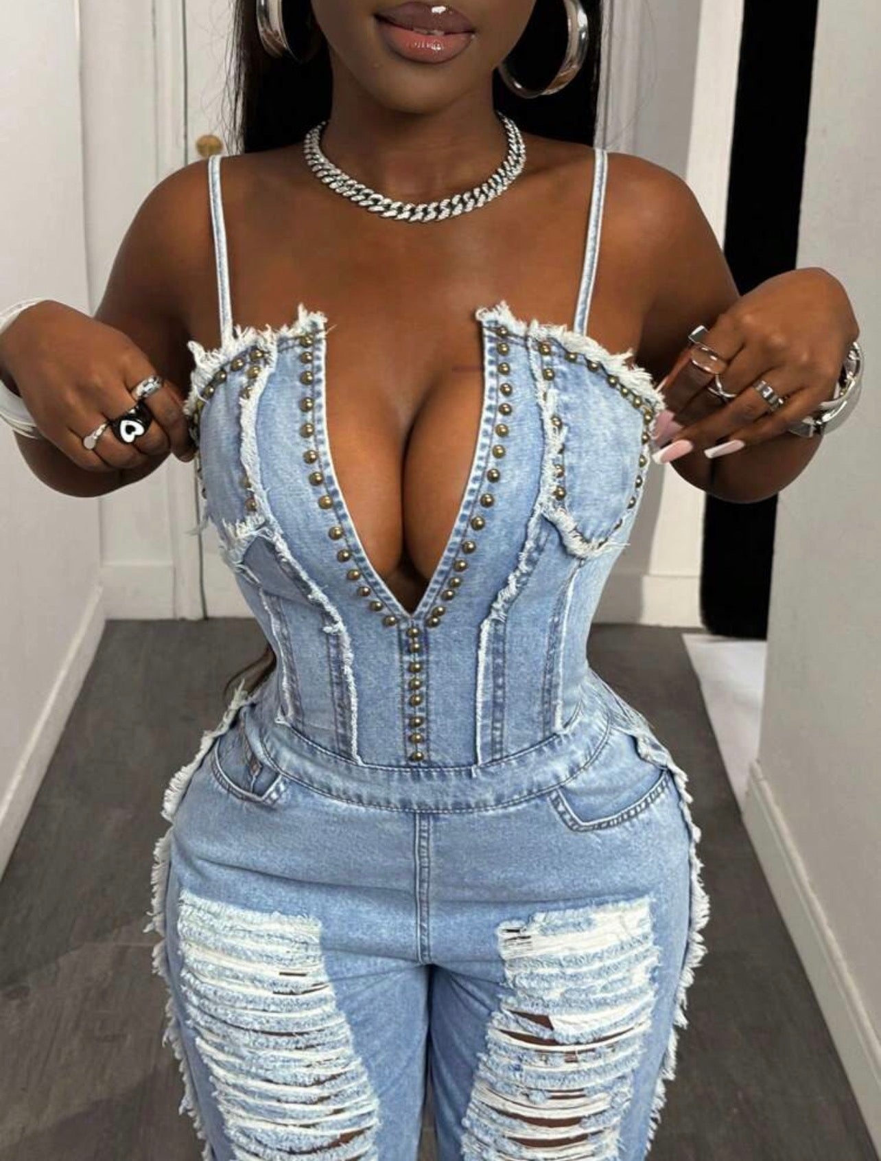 Women’s Sexy Denim Suspender Jumpsuit – Casual Party One-Piece Outfit