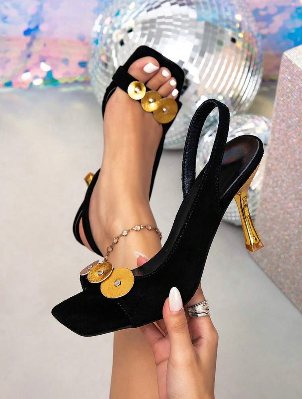 Women’s Velvet Square Toe Ankle Strap Stiletto Sandals – Elegant Party & Office Heels